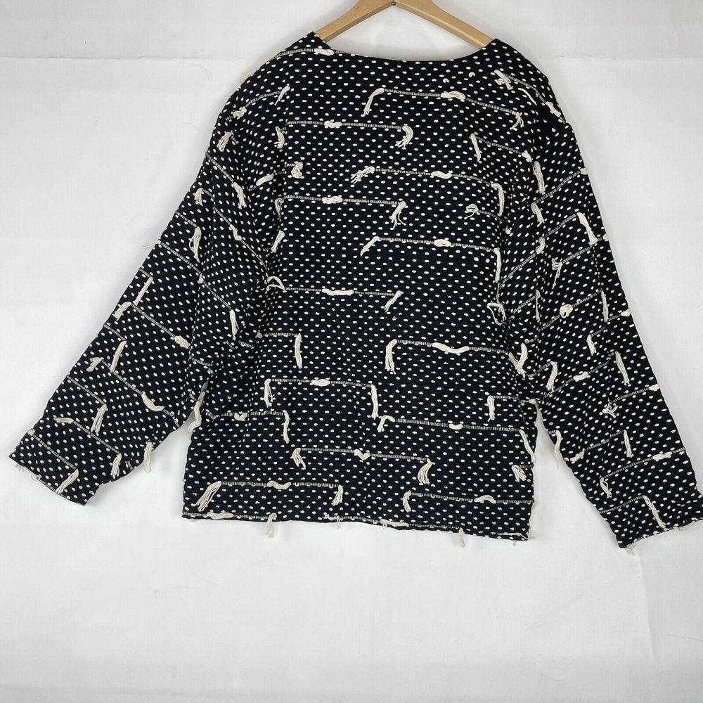 1980s VTG Women’s Jacket size L New Directions Black Textured Abstract Tassel - Picture 4 of 15